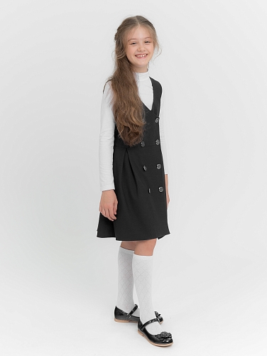 Сарафан двуюортный,боковые кармани,складки на юбке для девочек СР-100 оптом. Фото 2