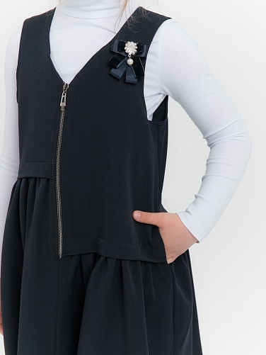 Сарафан трапеция,боковые карманы,сборка на юбке для девочек СР-104 оптом. Фото 2