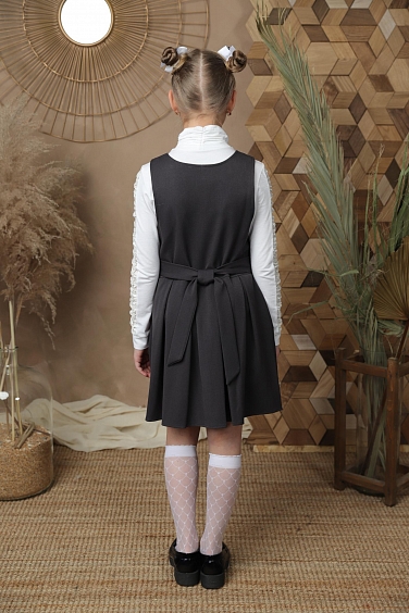 Сарафан спереди на молнии,юбка в складку,декор бантик для девочек СР-086 оптом. Фото 1