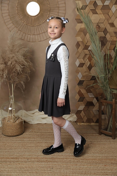 Сарафан спереди на молнии,юбка в складку,декор бантик для девочек СР-086 оптом. Фото 2